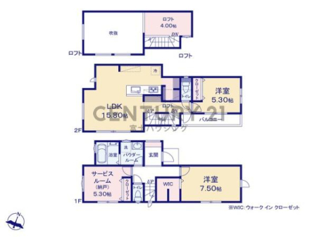 神奈川県藤沢市善行2丁目の中古一戸建ての間取り図