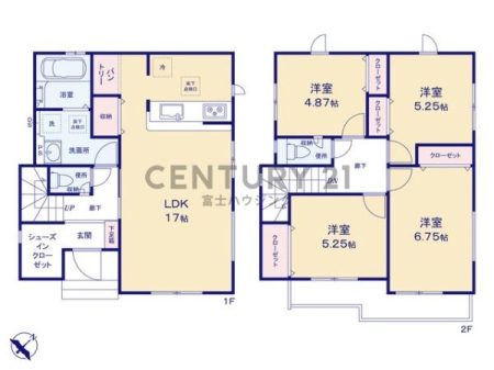 神奈川県茅ヶ崎市代官町の新築一戸建ての間取り図