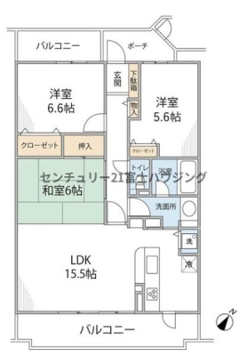 神奈川県茅ヶ崎市今宿の中古マンションの間取り図
