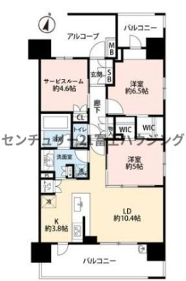 神奈川県藤沢市湘南台2丁目の中古マンションの間取り図