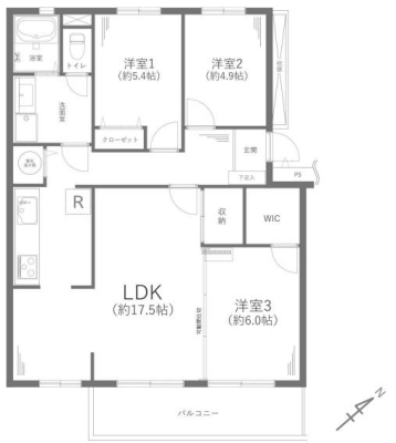 神奈川県藤沢市鵠沼海岸1丁目の中古マンションの間取り図