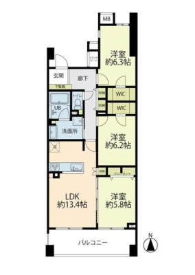 神奈川県茅ヶ崎市本村4丁目の中古マンションの間取り図