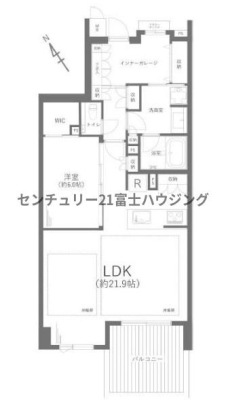 神奈川県藤沢市鵠沼海岸1丁目の中古マンションの間取り図
