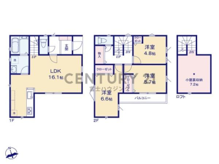 神奈川県茅ヶ崎市中島の新築一戸建ての間取り図