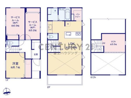 神奈川県茅ヶ崎市柳島海岸の新築一戸建ての間取り図