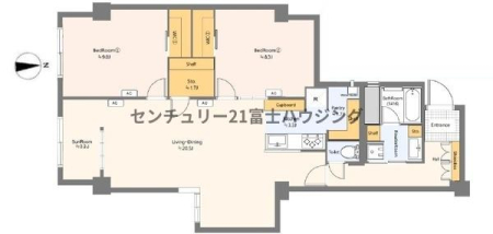 神奈川県藤沢市片瀬海岸2丁目の中古マンションの間取り図
